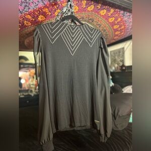 Nine West Black Geometric Long Sleeve Blouse